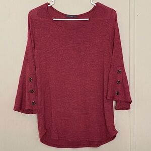 Red-Maroon Striped Belle Sleeve Blouse